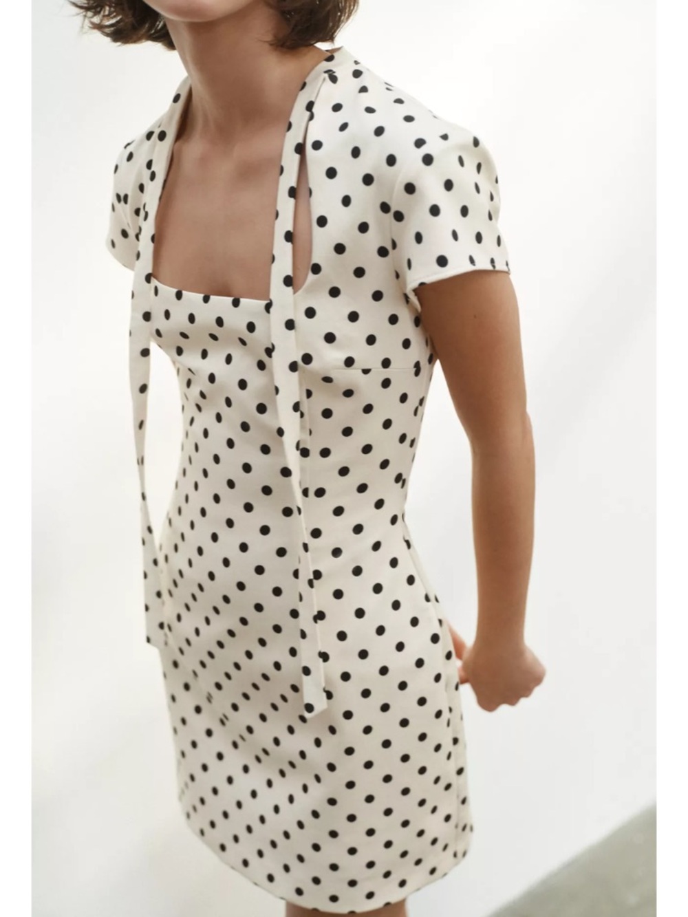 ❣️VIRAL❣️ ZARA SHORT POLKA DOT TIE DRESS - Picture 14 of 16